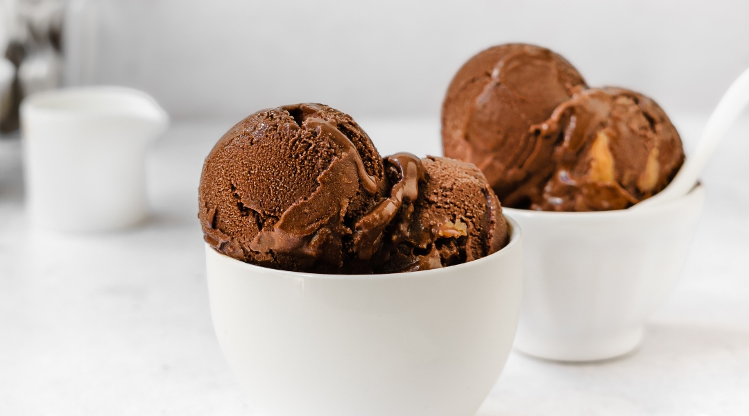 Vegan chocolate ice cream with peanu